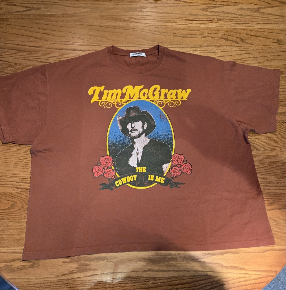 NWOT Daydreamer Tee One Size Tim McGraw Brown T Shirt Short Sleeve Cotton USA